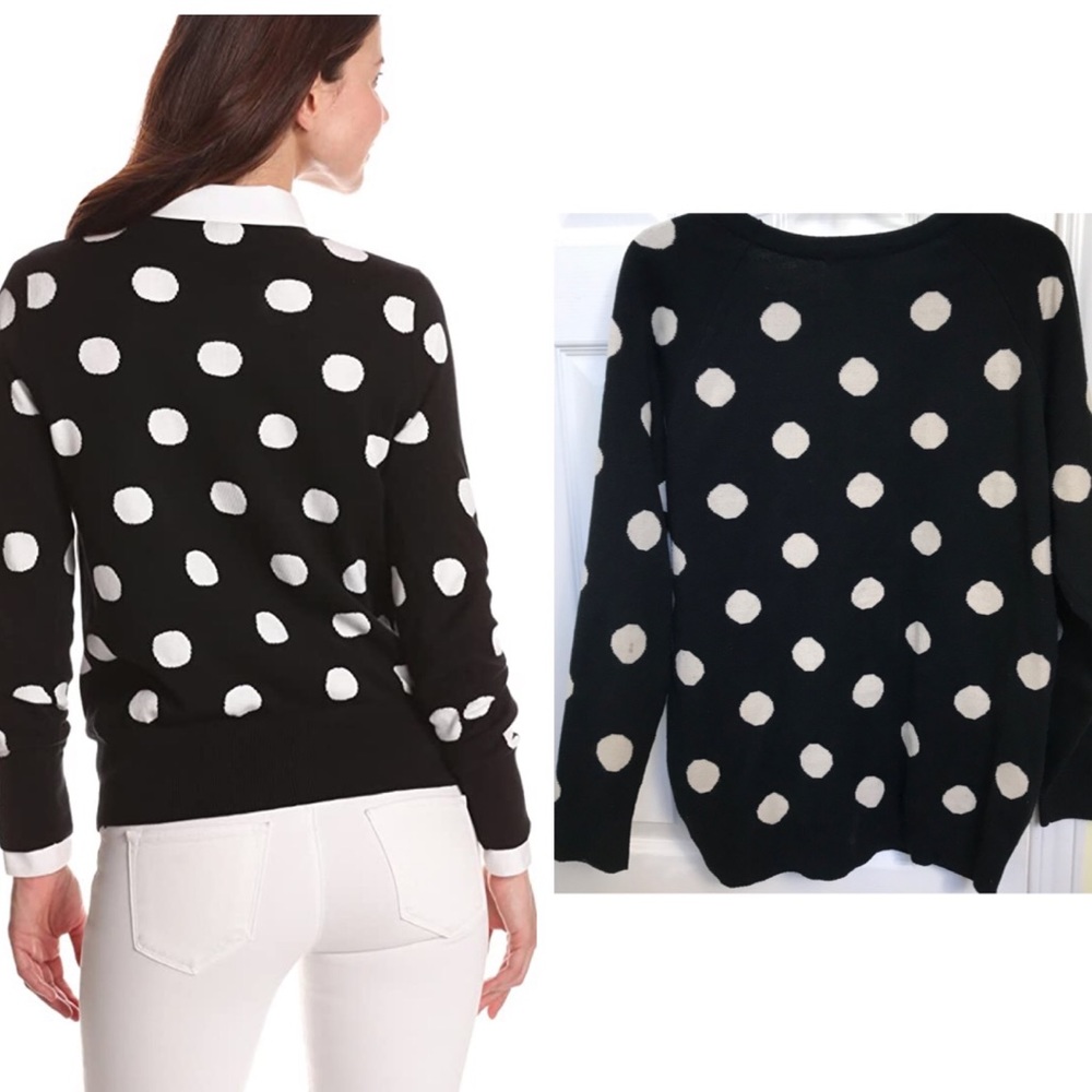 Forever 21 Polka Dot Crew Neck Black White Sweater Top Tunic Soft Jumper Large